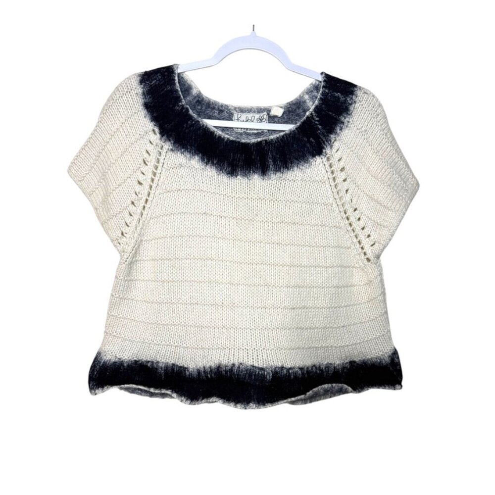 Anthropologie Field Flower‎ Feltwork Top Boho Wool Alpaca Cream Navy Women S